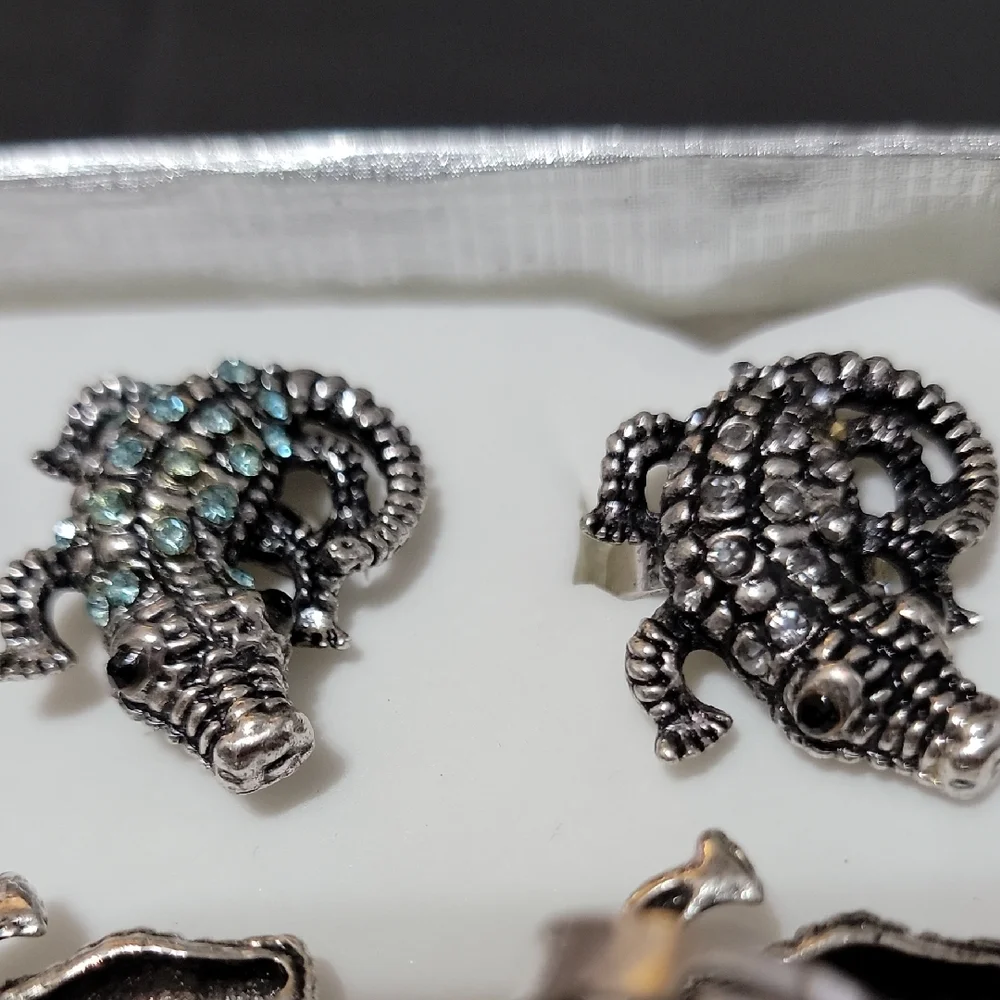 Silver and Multicolor Rhinestone Alligator Adjustable Rings - Picture 5 of 6
